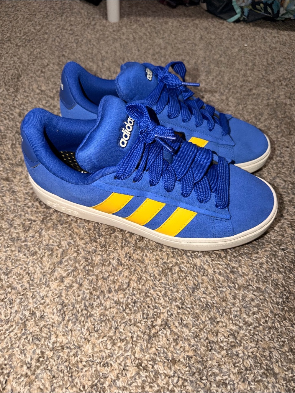adidas Blue Sneakers with Yellow Stripes - Picture 3 of 6
